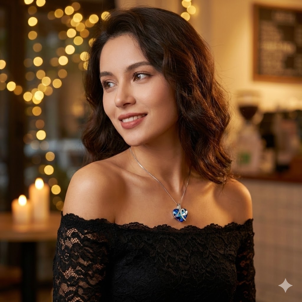 موديل ترتدي القلادة